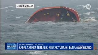 Kapal tangker terbalik ribuan gaion minyak tumpah