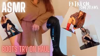 [ASMR]  boots try on haul  boot tapping , walking ,  thigh high boots , over the knee boots