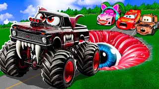 ZOMBIE Pit Transform In Beast Lightning McQueen & Big & Small Pixar Cars! Beam.NG Drive!