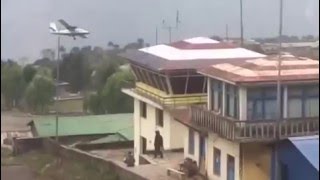 Twin otter overshoots Lukla airport, aborted landing scary video