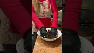 making chocolate cake pops with coconut milk to bind them