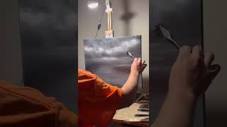 Bob Ross style monochromatic  oil painting #art #artist #artshorts #painting #artwork #easy #arts