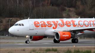 Easyjet A319 taxi and departure at Luxembourg airport ELLX on runway 24