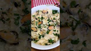 مكرونة فيتوشيني صحي بالصلصة البيضاء وبلح البحر/Fettuccine with mussels white pasta#keto