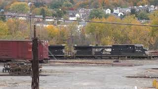 NS Dash 9 with Conrail door leads an intermodal in Altoona, PA