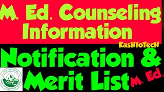 HNBGU M.Ed. Counselling Detailed Information | Merit List of M.Ed. | M.Ed. Notification HNBGU | M.Ed