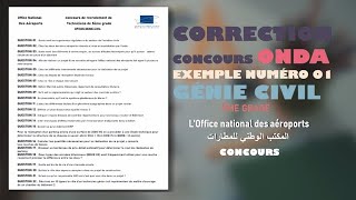 correction des concours ONDA  نماذج امتحانات التوظيف المكتب الوطني للمطارات    / P 01