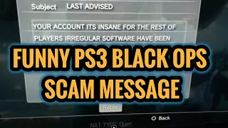 Scam message in the Playstation 3 on Black ops 3