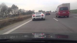 Alpina B3S Biturbo vs Lamborghini Gallardo SE E-Gear 520PS on German autobahn