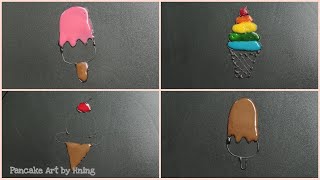 Ice cream Pancake Art - Strawberry, Vanilla, Rainbow, Chocolate pop