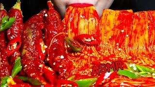 ASMR तली हुई मिर्च, कुकुरमुत्ता حار Lada goreng dan jamur pedas Enoki Mushroom Hot peppers 버섯 튀김고추