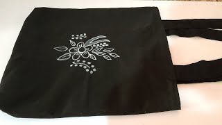 خياطة حقيبة #tote bag # بلمستي الخاصة وطريقة الرسم عل  القماش بكل بساطة مع الجيب الداخلي 👌💯