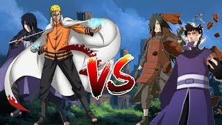 Naruto btm and Sasuke btm vs Obito and Madara Mugen Epic Battles