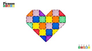 How to Build A Heart! PicassoToys PicassoTiles Magnetic Tiles Building Blocks DIY Creative Play Idea