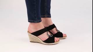 Gabor Sizzle II Black Suede Patent Womens Wedge Heel Sandals