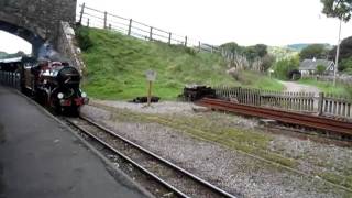 "River Mite" pulls into Irton Road Station on the Ravenglass and Eskdale Railway