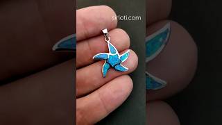 Silver 925 Blue Opal Starfish Greek Pendant 25mm #silver #opal #starfish #pendant #greece