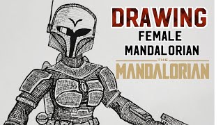 Drawing - Female Mandalorian - The Mandalorian Star Wars