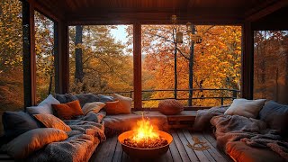 Morning in the cozy treehouse: Relaxing piano music, crackling fireplace and gentle birdsong