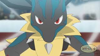 Ash's Dragonite VS Korrina's Mega Lucario - Pokemon Journeys