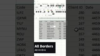 All Border shortcut in Excel