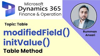 modifiedField() in D365 F&O - Table Method - initValue()  X++ Code