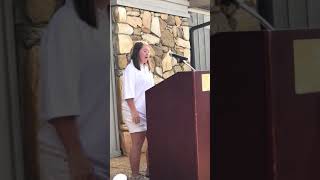 Anna speaking at Eagles Golf Tournament