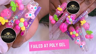 WHY I FAILED  AT DOING "POLY GEL NAILS"/ ACRYLIC XXL LONG NAILS