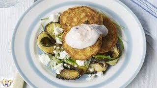 Chickpea fritters with courgette salad