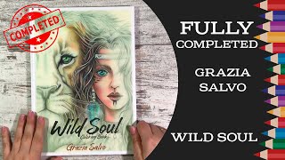 Completed coloring book Wild Soul by Grazia Salvo. Flip through with my kitty