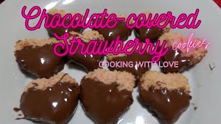 DELICIOUS STRAWBERRY Cookies Dipped in Chocolate  !!! // #valentinesday #treats