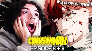 this show is insane... reacting to chainsaw man episode 8 + 9!!!!