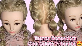 Hermosa Trenza Boxeadora Con Coleta y Gomita🤯#paratiiiiiiiiiii #suscibete #comenta #comparte