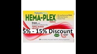 Discount - Nature's Plus, Hema-Plex, 30 Sustained Release - Iron with Synergistic Cofactors Tablets