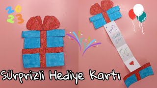 2023 Yeni Yıl Sürprizli Hediye Kartı Yapımı| Kağıttan Kolay Etkinlik| Okul Öncesi Hediye Kartı 🎀