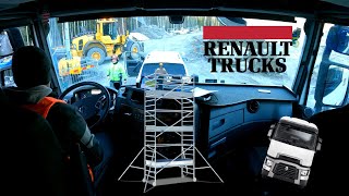 Construction road with Renault T480 | Unloading Scaffolding Material