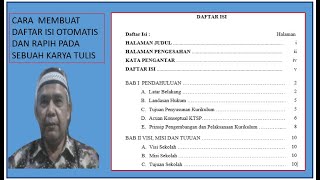 Cara membuat daftar isi otomatis cepat dan rapi sebuah karya tulis