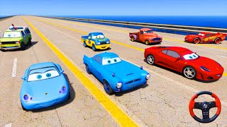 Race Disney Cars McQueen & Friends Smokey Todd Pizza Sally Ferrari Dexter Finn McMissile Part 1