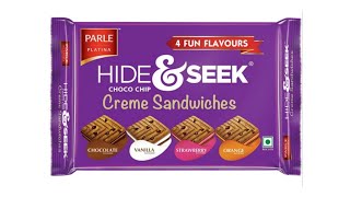 Parle platina Hide & Seek Chocochip creme sandwich 4 flavors orange, vanilla, chocolate, strawberry