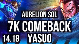 AURELION SOL vs YASUO (MID) | 7k comeback, Legendary, 11/3/13 | BR Master | 14.18