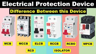 Difference between MCB, MCCB, ELCB, RCCB, RCBO, RCD And MPCB || why we use this device