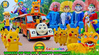 WHEELS ON THE BUS SPESIAL LIRIK & HAPPY BIRTHDAY🔴ONDEL ONDEL NAIK ODONG2 WITH BADUT PIKACU BARONGSAI