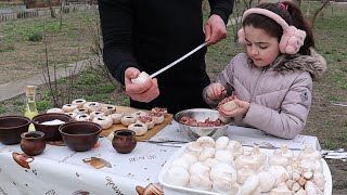 ГРИБЫ НА МАНГАЛЕ. АППЕТИТНЫЙ ШАШЛЫК С ГРИБАМИ.