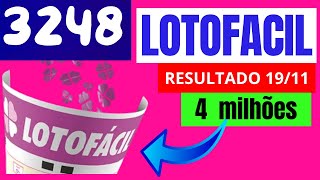 LotoFacil 3248 - Resultado da Lotofacil de Hoje Concurso 3248