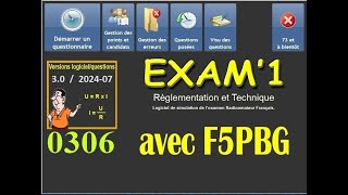 Entraînement 0306 à la licence radioamateur avec Exam1 - Lundi 21 octobre 2024 - 15h30