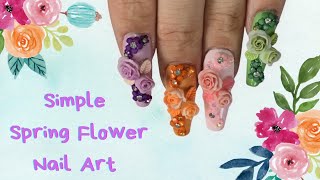 Spring Flower Nail Art In Pastel Colors With Gel-x & 3d Charms