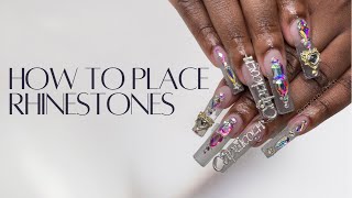 How to Place Rhinestones on Acrylic Nails✨ | Birthday Nails💅🏽 | Watch Me Work💁🏽‍♀️ | Tutorial‼️