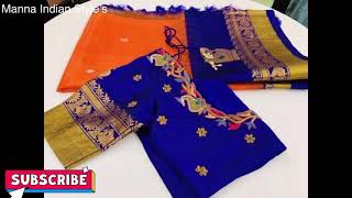 Sarees and matching maggam work blouses/new Trendy designs