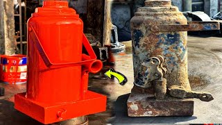 Fully Destroyed Old Hydraulic Jack Restoration || Repairing 50 Ton Rustey Hydraulic Jack || Amazing.