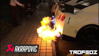 Nissan GTR R35 w/ Akrapovic Exhaust Shooting Big Flames with Backfire!